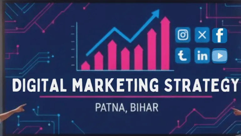 Professional digital marketing team in Patna, Bihar working on campaign strategy for local businesses, showing collaboration, creativity, and data-driven growth by Marketing4Bihar.